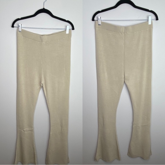 NWT Topshop ribbed‎ brown flare pants size 8-10 - Picture 1 of 8
